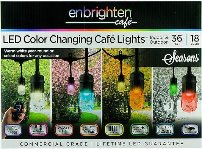 Enbrighten Color Changing LED Cafe Lights 20 Bulbs 
