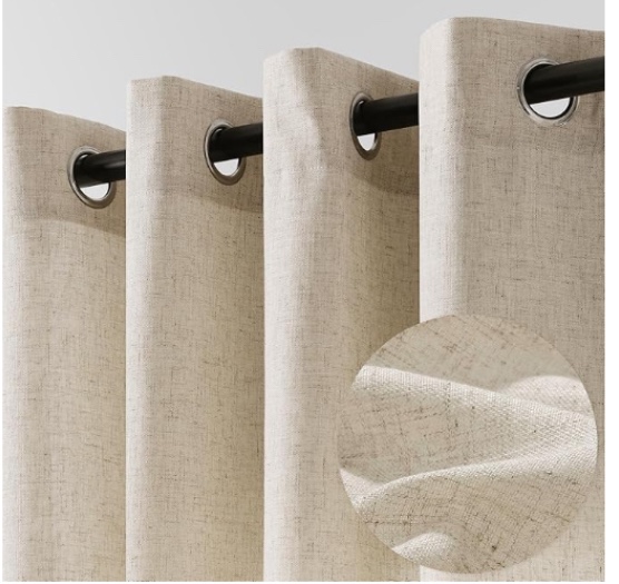 linen texture light filtering back tap with rings