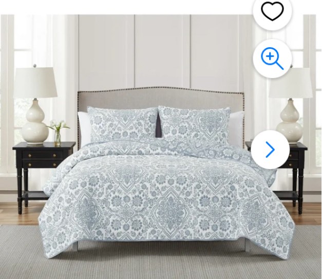 Deena Azul de 3 Piezas Suave Matelasse Jacquard Mezcla de Algodón Edredón Conjunto - Full/Queen