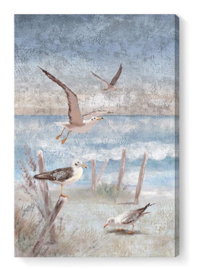 ocean beach canvas wall art for bedroom abstract seaside seagull seascape painting coastal picture perching bird by the sea shore framed artwork for bathroom living room office decor 16x24inch