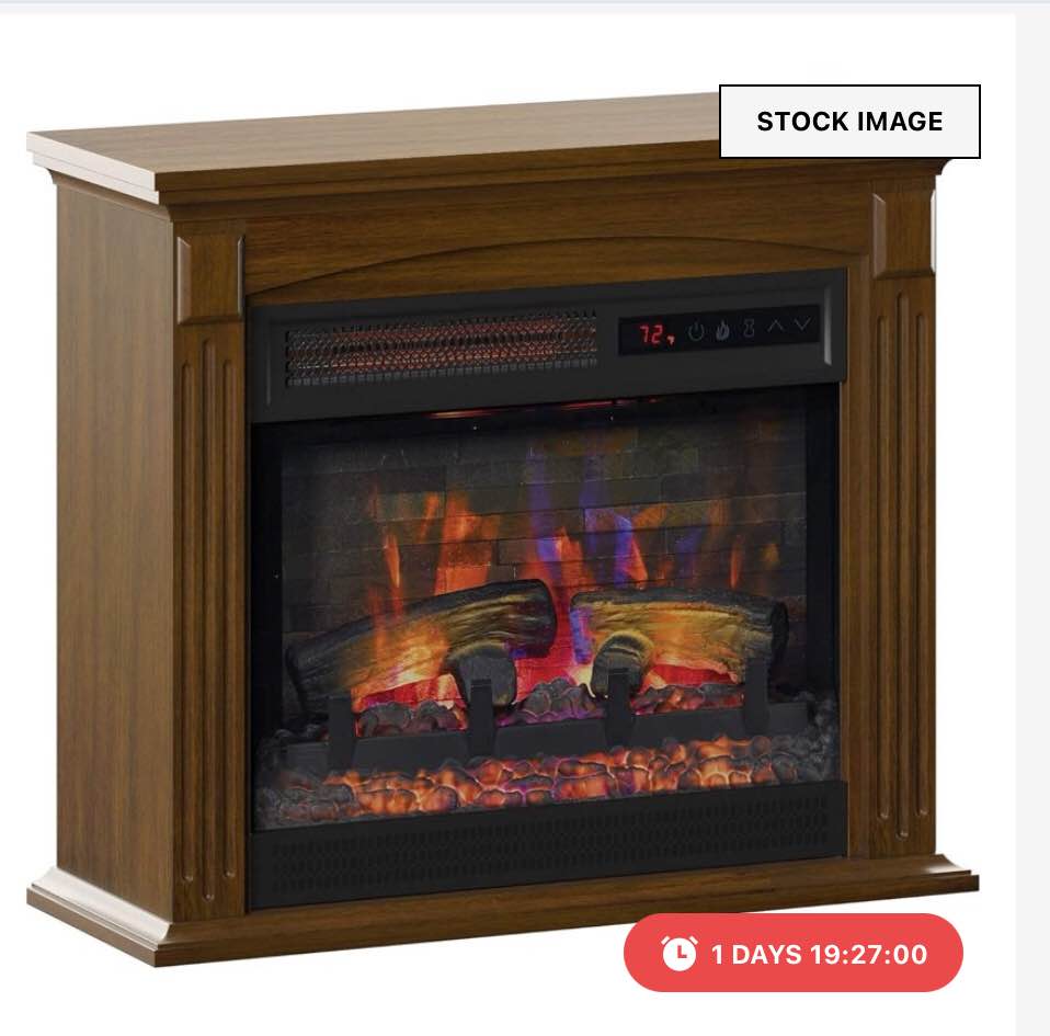 Duraflame Rolling Mantel with Infrared Quartz Electric Fireplace with Crackling Sound Heaters, scarlet white