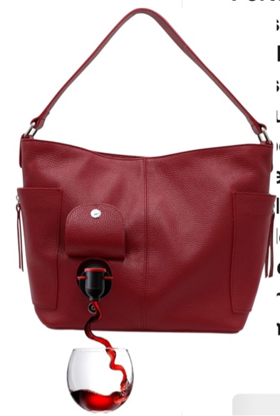 PortoVino Vegan Leather Tote Bag with Hidden Insulated Flask Compartment and Dispenser with Spout that Holds 2 Bottles Of Wine 1.5L (50oz)! Perfect for Traveling, Concerts, Bachelorette Party! Garnet 1 Dispensers