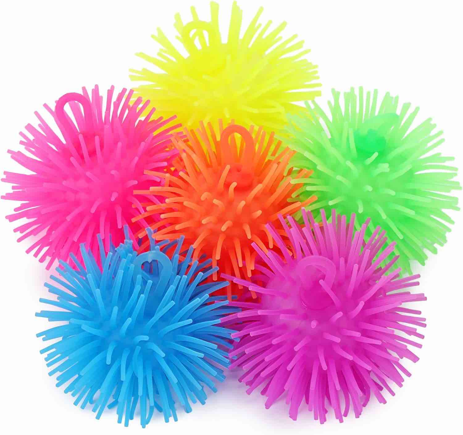 Soft Spiky Puffer Balls - 6Pack - Sensory Stress Relief Toy - Assorted Colors - Kids and Adults - Fun Fidget Game 6 Pack