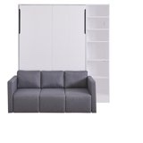 (incomplete box 4 of 6) Full Murphy Bed Wall Bed with Storage Cubbies Shelves, Folding Platform Bed with Sofa, Murphy Chest Bed Can be Folded into a Cabinet,Space-Saving