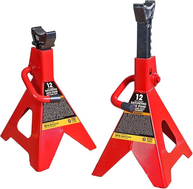 Jack Boss Jack Stands 12 Ton (26,400 LBs) Car Lifting Stand, Fit Use for Cars Automotive Sedans, Red, 2 Pack