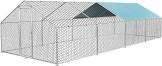 (incomplete only 1 box) ROOMTEC Chicken Coop Large Metal Chicken Run for 30-40 Chickens,Walk-in Poultry Cage with Waterproof and Anti-UV Cover Lockable Door Design(9.8'Lx26'Wx6.4'H)