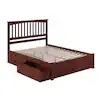 AFI Mission Walnut Queen Solid Wood Storage Platform Bed with Flat Panel Foot Board and 2 Bed Drawers
