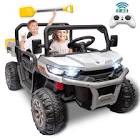 24V 2 Seater Kids Ride on Car Truck, Ride on UTV W/ 2x200W Motor, 24 Volt Ride on Toys W/ Dump Bed/Shovel, Electric Car for Kids W/ Durable Tires, LED Light, Music, Remote Control, White