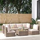 7 Piece PE Wicker Outdoor Sectional Sofa Set Patio Conversation Set in Beige Cushion box 3 of 3