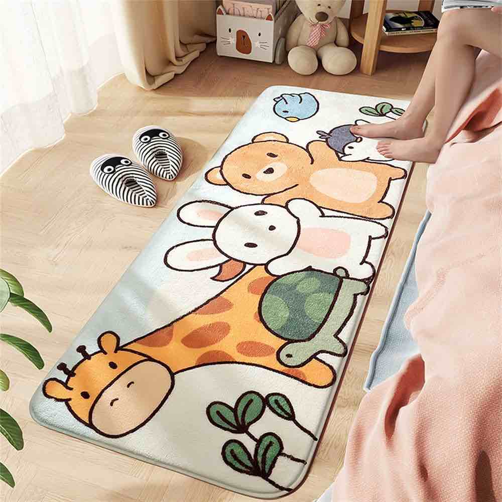Abreeze Shaggy Rugs for Nursery Kids Living Room Fluffy Shag Fuzzy Soft Carpet for Bedroom, Washable Indoor Foyer Floor Mat, Kid Plush Bedside Area Rug Non-Skid (Giraffe,23.6" x 62.9")