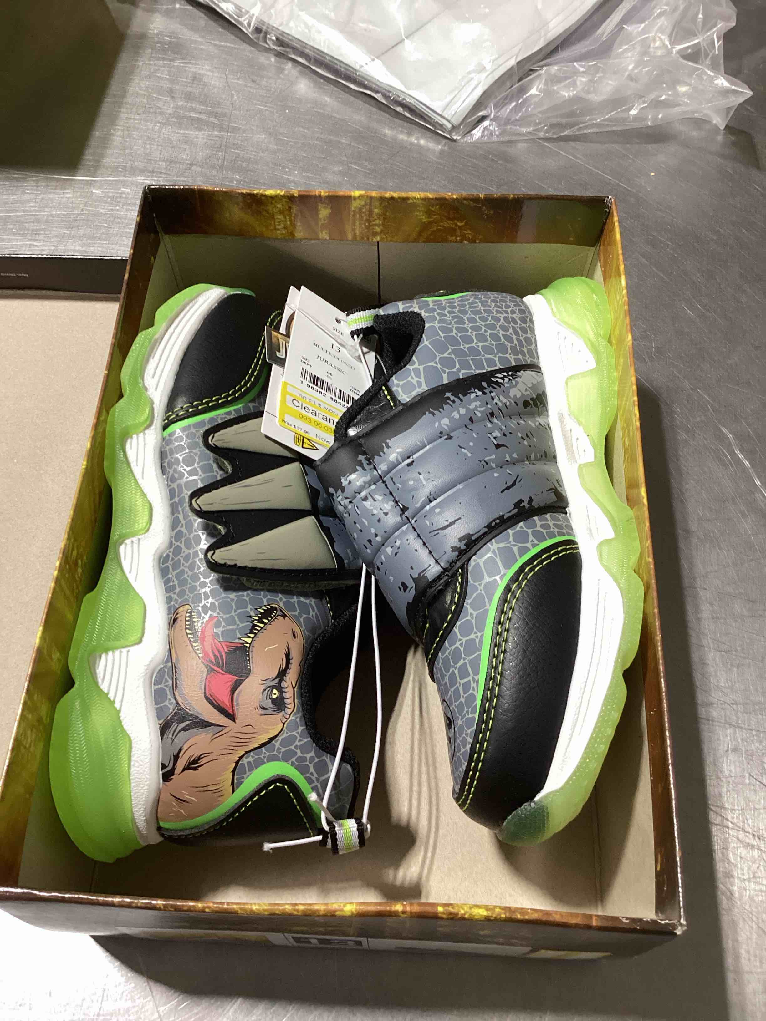 Jurassic World Toddler Boys' Athletic Sneakers - Black/Gray/Green 13