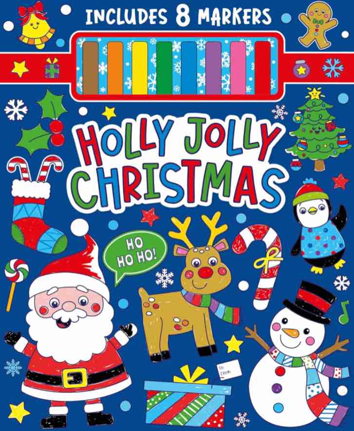 Holly Jolly Christmas Coloring Activity Book - Perfect for Toddlers, Ages 1-3 - Coloring Activity Book Includes 8 Markers