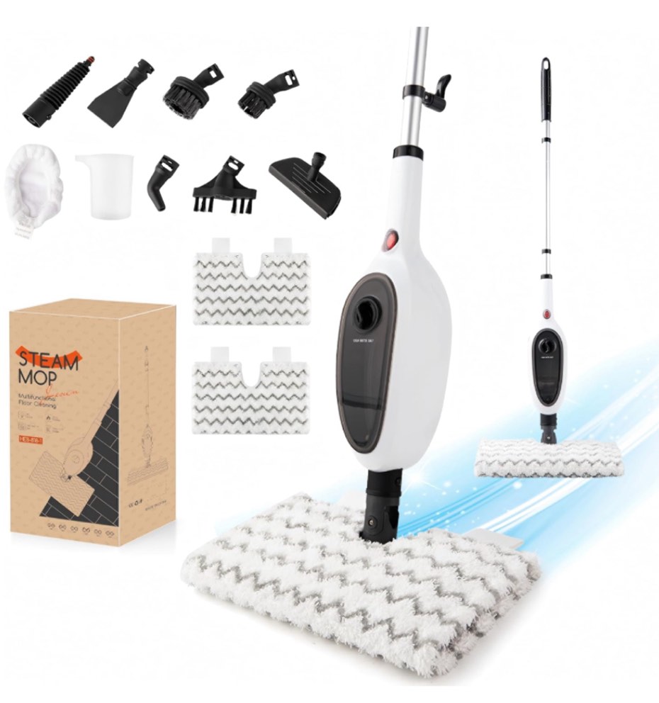 Steam Mops for Floor Cleaning, Unique Double-Sided Flip Design, 15 Seconds Fast Heating?10-in-1 Steam Cleaner for Kitchen, Living Room Wood Floor Tile Cleaning