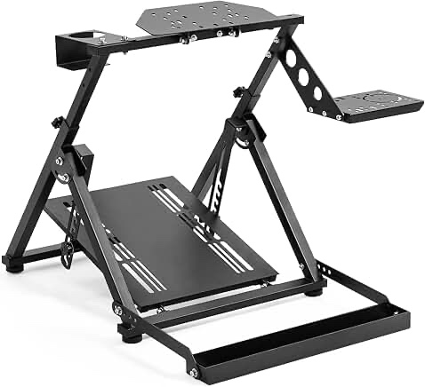 Racing Wheel Stand Foldable Racing Simulator Steering Wheel X Frame Adjustable Angle and Height Fit for Logitech Shifter with seat Slot,NOT Included Steering wheel, pedal handbrake and shifter