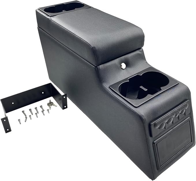 MOOSUN 31515 Denim Black Deluxe Locking Center Console for Jeep CJ-5 1976-1983, CJ-7 1976-1986, Wrangler YJ 1987-1995
