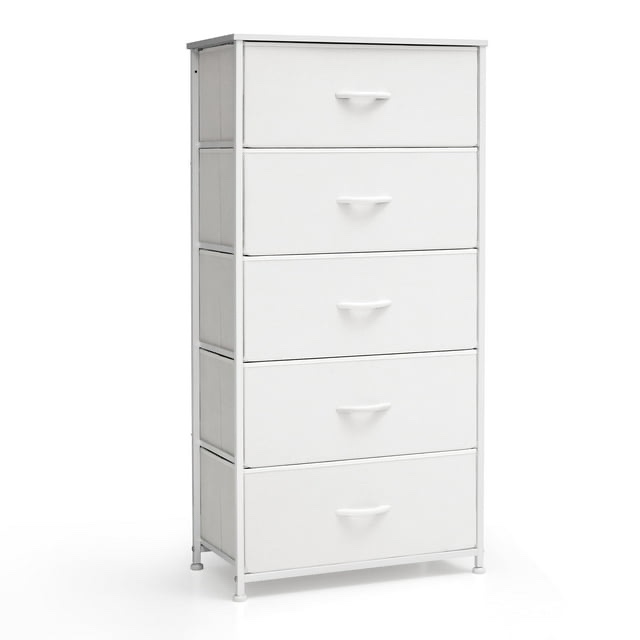 Tall Dresser for Bedroom Storage Tower White 5 Drawers Vertical Dresser Storage Tower Chest, hd017wht-2024 