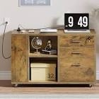 YITAHOME 3 Drawer File Cabinet with Charging Station, Home Office Furniture, Brown