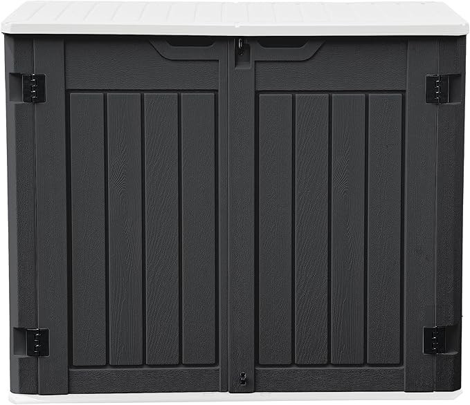DWVO Outdoor Weather-Resistant Horizontal Storage Shed, 35 Cu Ft Capacity, Lockable and Waterproof, Suitable for Storing Garden Tools,