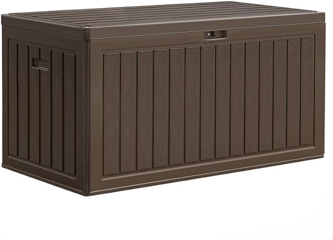 YITAHOME Large Deck Box, Double-Wall Resin Outdoor Storage Boxes, Deck Storage for Patio Furniture, Cushions, Pool Float, Garden Tools, Lockable & Waterproof (Brown)