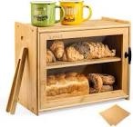 Sunix Large Bamboo Bread Box Kitchen Counter Two Layer Bread Storage Holder, Kitchen Bread Organizer With Bread Clip Tong for Kitchen Countertop, Pantry
