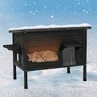 Ciokea Outdoor Cat House Insulated with Escape Door - Weatherproof Large Feral Cat Shelter, PVC Curtain, Black