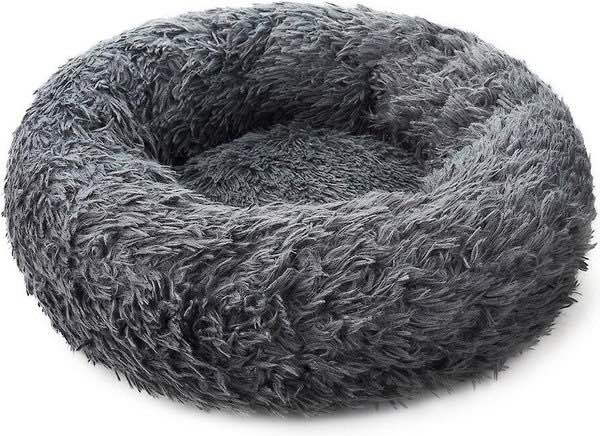 Round Fuzzy Bolster Dog Bed