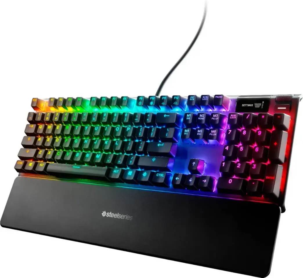 SteelSeries - Apex 7 Full Size Wired Mechanical Red Linear Switch Gaming Keyboard with RGB Backlighting - Black