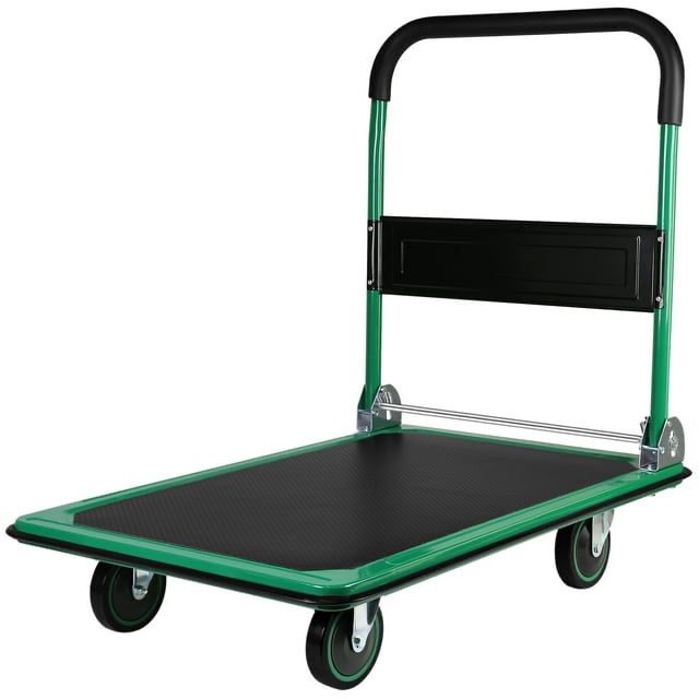 Foldable Push Cart Dolly, Platform Truck Hand Truck Large Size Foldable Dolly Cart for Moving Easy Storage and 360 Degree Swivel Wheels 660lbs Weight Capacity (Green)