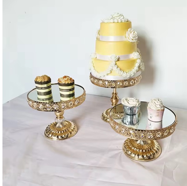 1-3pcs/lot Cake Stand, Dessert Cupcake Pastry Candy Display Plate for Wedding Event Birthday Party, Round Metal Pedestal Holder