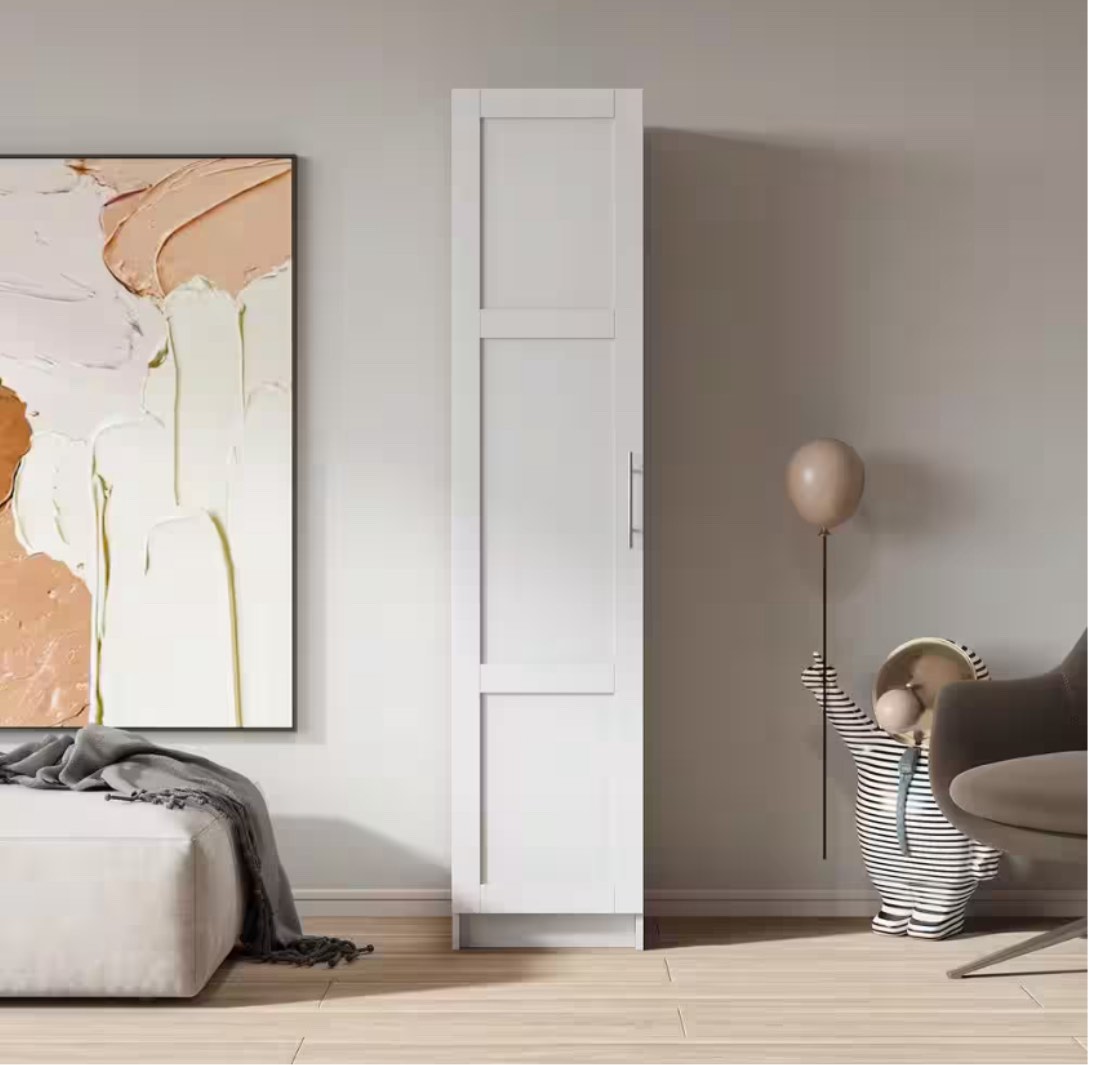 White Tall 3-Tier Stackable Wall Mounted Storage Cabinet Right Open Adjustable Shelves (15.75" D x 15.75" W x 70.87" H )