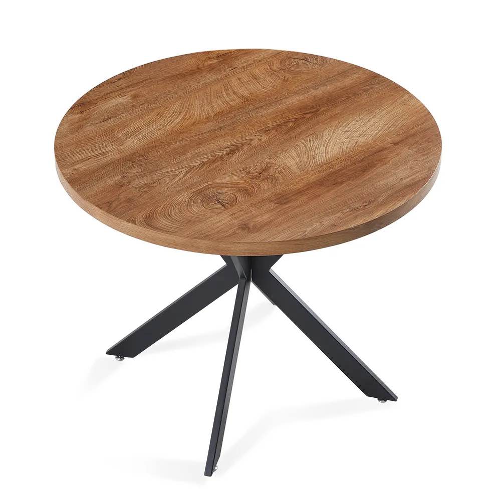 Modern Round Dining Table Leg Only – MDF with Walnut Finish and Powder Coated Steel Legs