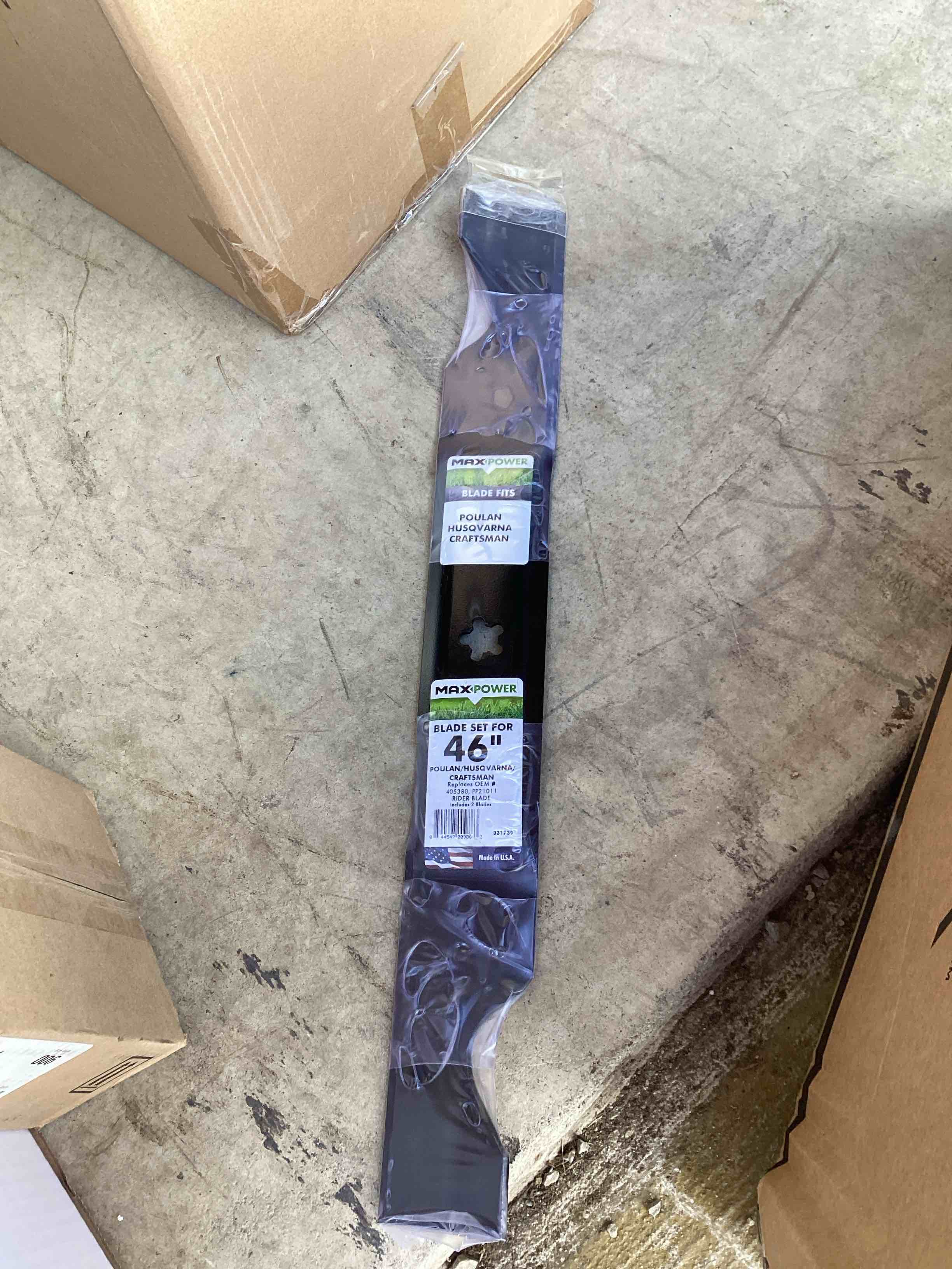 Condition photo showing New/Like New for maxpower 46 in. standard mower blade for riding mowers 1 pk