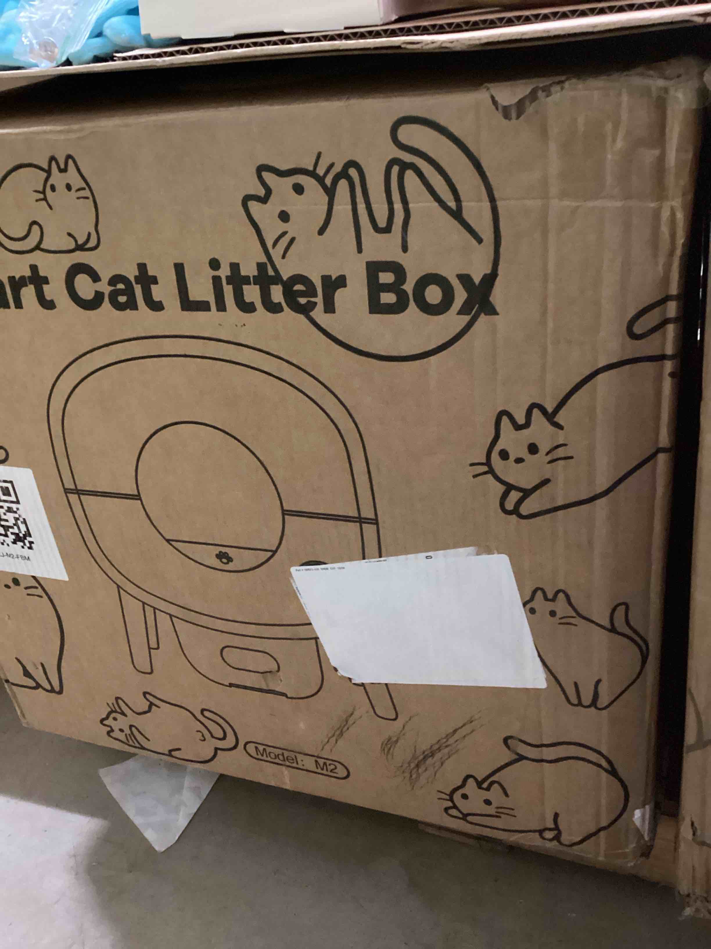 Condition photo showing As Is for Cumrige Self Cleaning Litter Box, 95 L Automatic Cat Litter Box Self Cleaning for Multiple Cats, with Safety Protection, App Control,2 Roll Garbage Bags,White