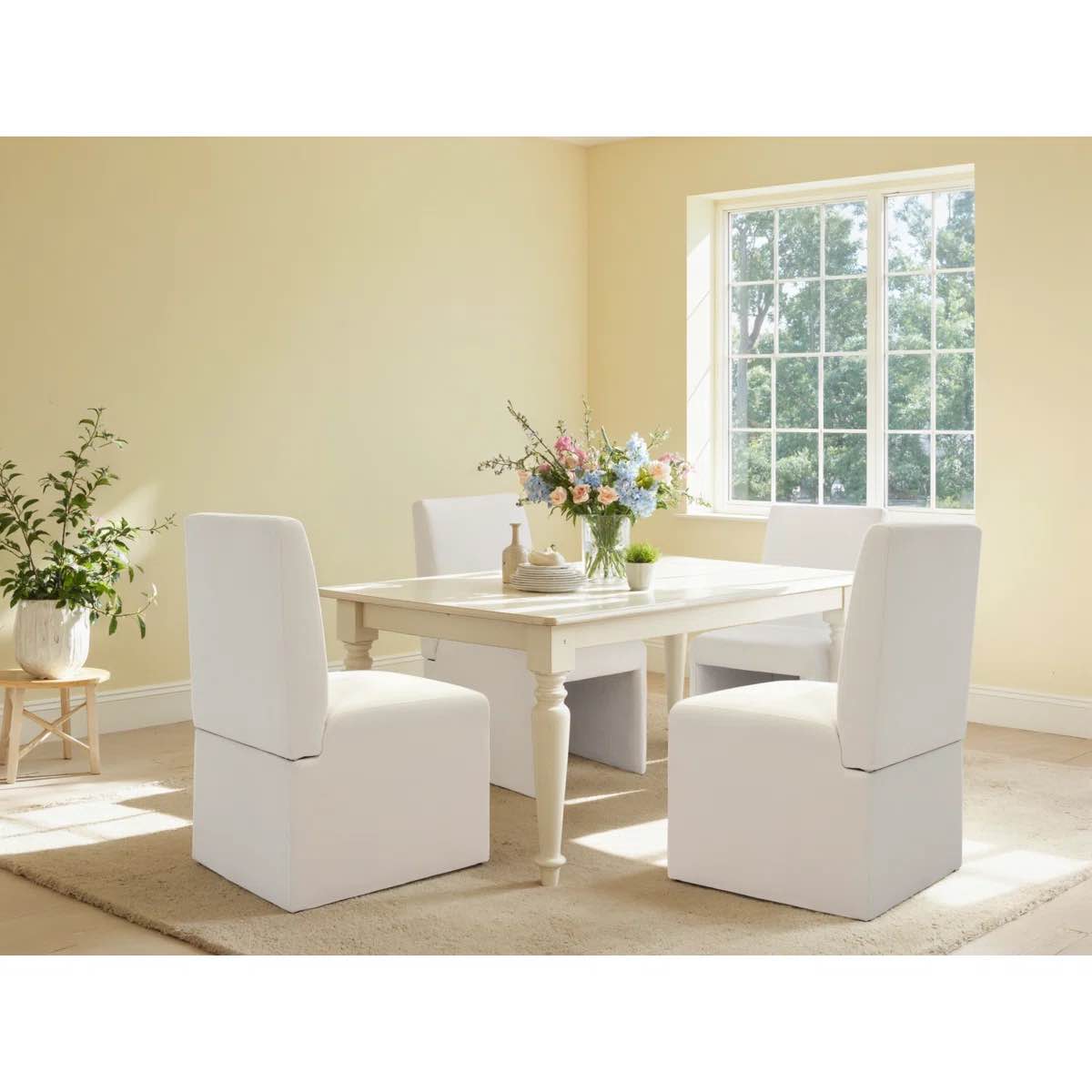 Luxe Upholstered Modern Fabric Dining Chairs With 1 chair