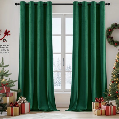 Ike Solid 70% -85% Blackout Rod Pocket Back Curtain Panels velvet 