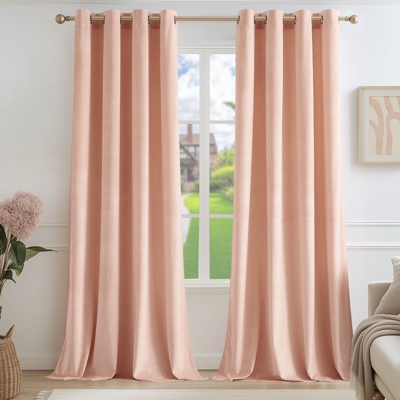 Deavion Velvet Solid Color Metal Grommets Room Darkening Curtain