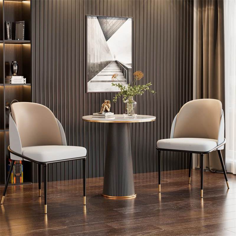 Set Of 2 Kitchen Melway Upholstered Thick Leather Side Chairs