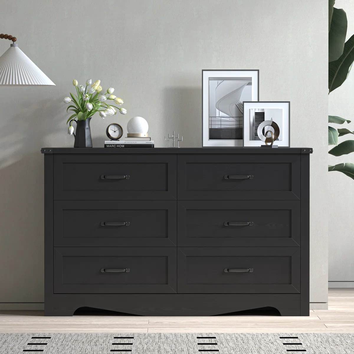 Jennievieb 6 - Drawer Dresser 47.24'' Wooden Chest Of Drawers Black