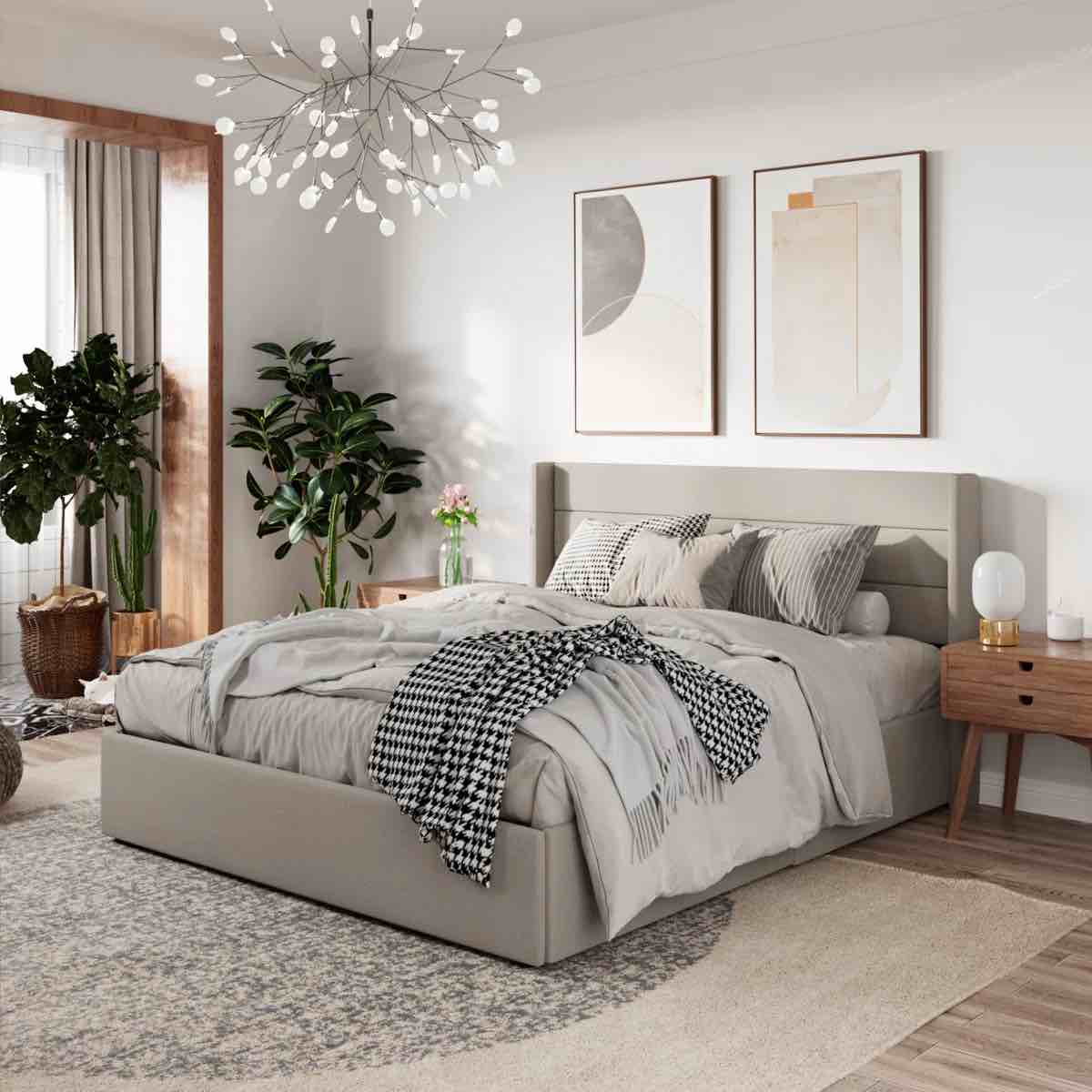 Braya Hydraulic Lift Up Storage Upholstered Platform Bed