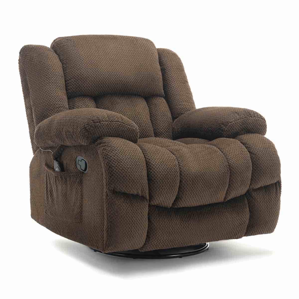  41.3" Oversized Swivel Recliner Chair With Massage & Heating