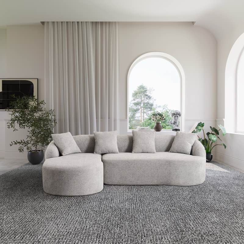  Curved L- Shaped Sectional Sofa 