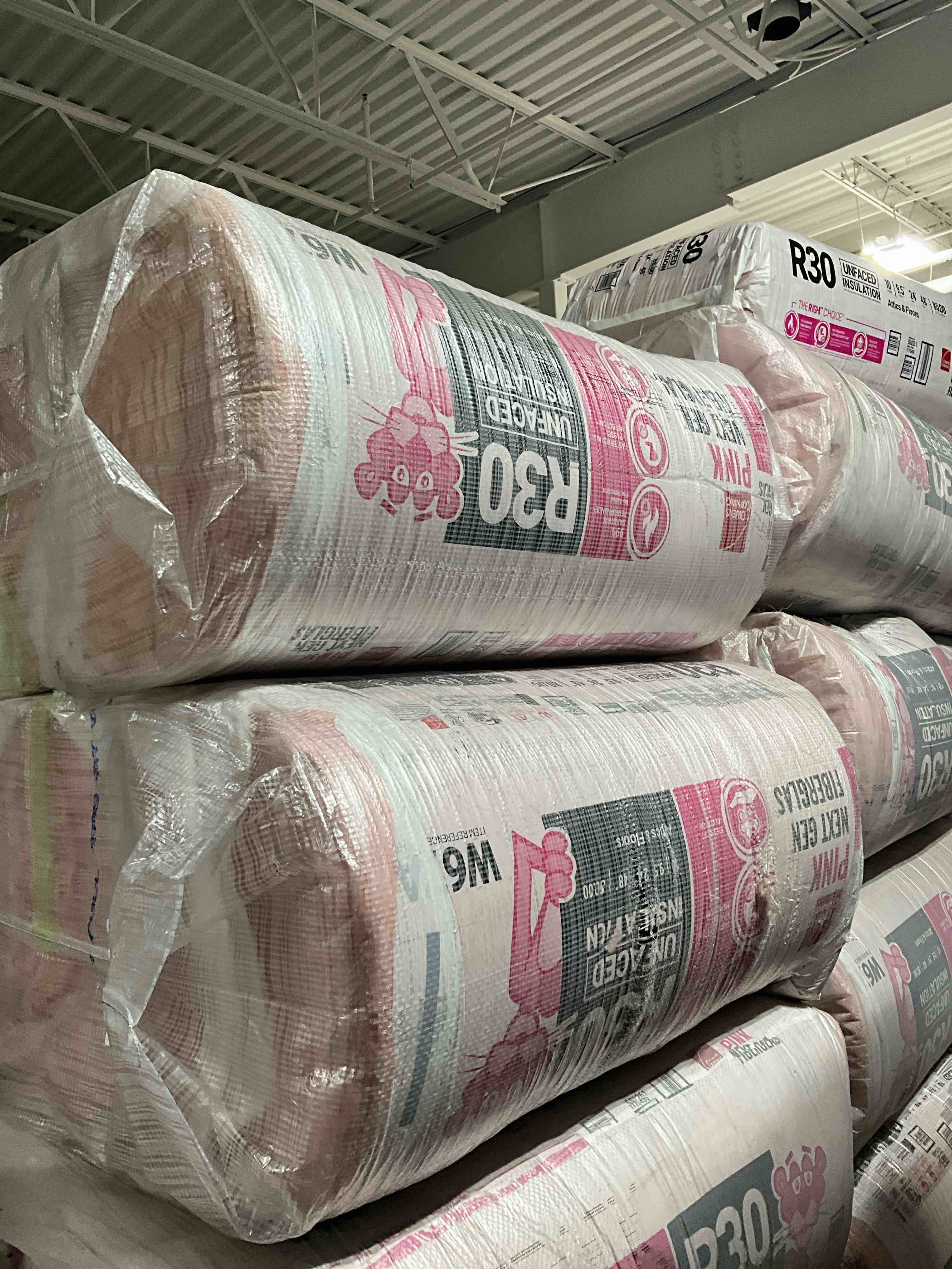 r30 unfaced insulation 9.5” thick 24” wide 48” long 80 sq ft per bag