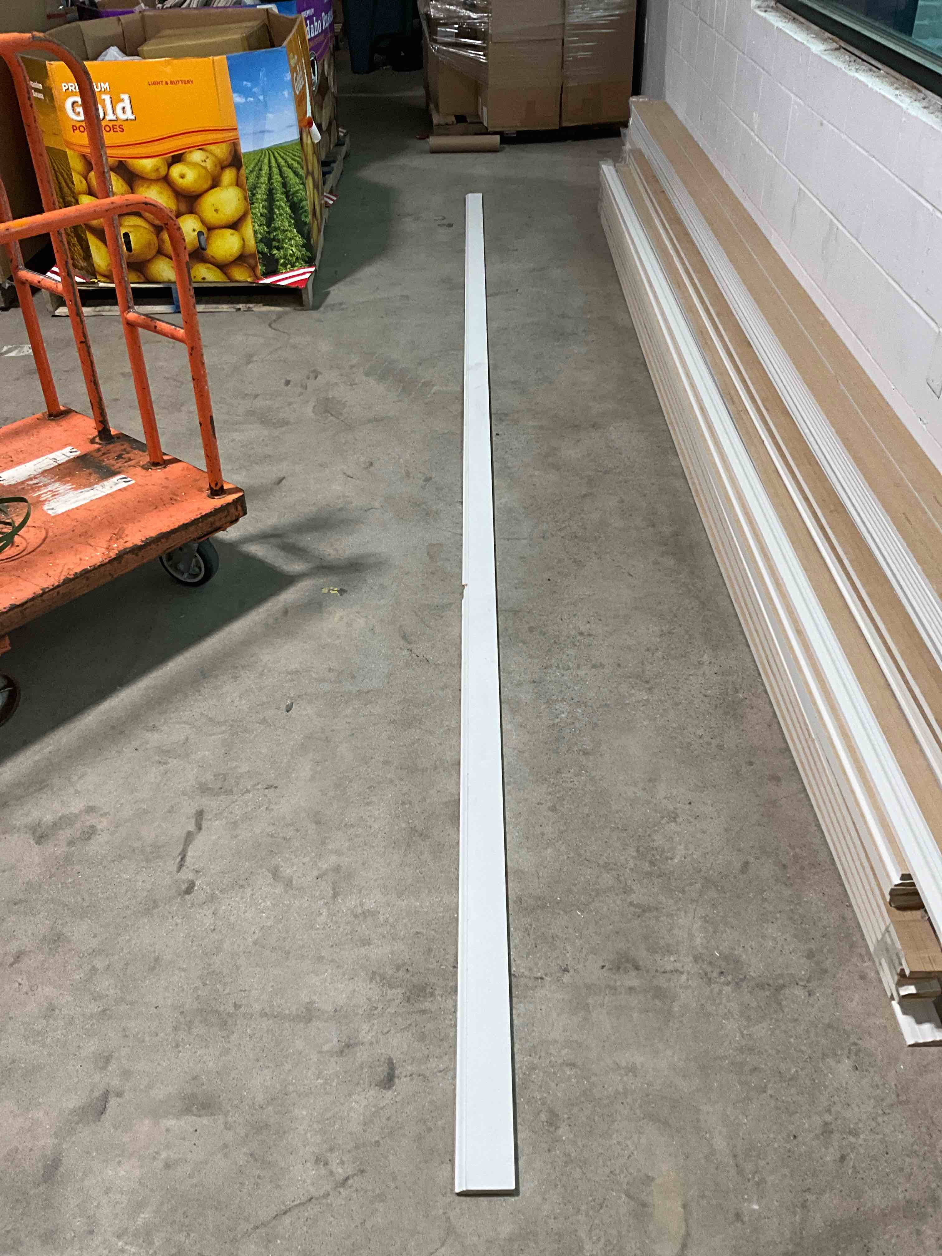 3.25”x16’ mdf white primed baseboard 6 pieces=96 linear feet