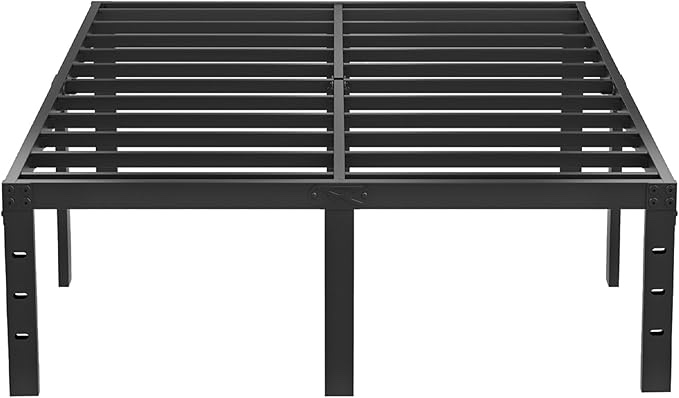 Queen Size Metal Bed Frame - 16 Inch Heavy Duty Bedframe Black Basic Steel Slats Platform No Box Spring Needed, Easy Assembly, Noise Free