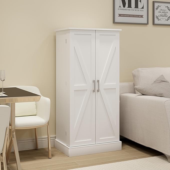 ZNTS 50" LED Kitchen Pantry Cabinet,Freestanding Buffet Cupboards Sideboard with 2 Doors with Racks and 2