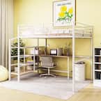 Full Size Metal Loft Bed With Desk And Lateral Storage