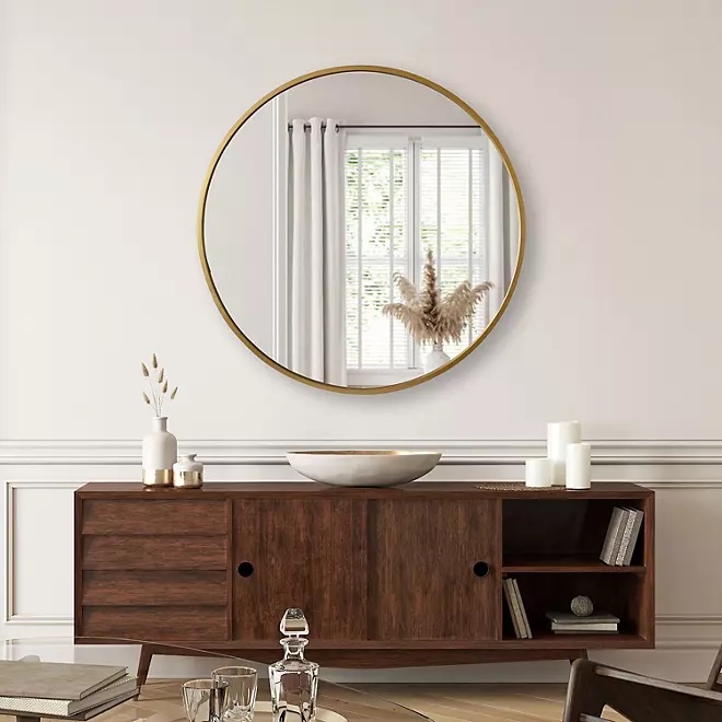 Jill Zarin 36" Elegant Round Metal Wall Mirror