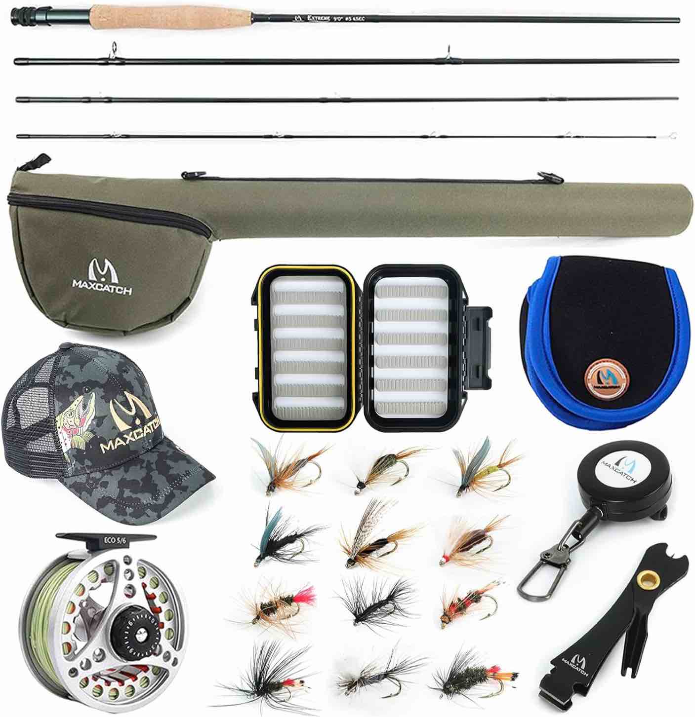 M MAXIMUMCATCH Maxcatch Extreme Fly Fishing Combo Kit 3/5/6/8 Weight, Starter Fly Rod and Reel Outfit, with a Protective Travel M MAXIMUMCATCH Maxcatch Extreme Fly Fishing Combo Kit 3/5/6/8 Weight, Starter Fly Rod and Reel Outfit, with a Protective Travel Case Case