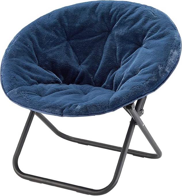Urban Lifestyle Faux Fur Saucer Chair, Navy