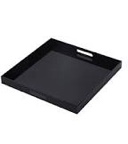MUKEEN Black Oversize Acrylic Serving Tray with Handles 24x24 Inch -Spill Proof- Decorative Trays Countertop Organizer for Ottoman,Nightstand, Sidetable, Butler (24X24 Inch, Black)